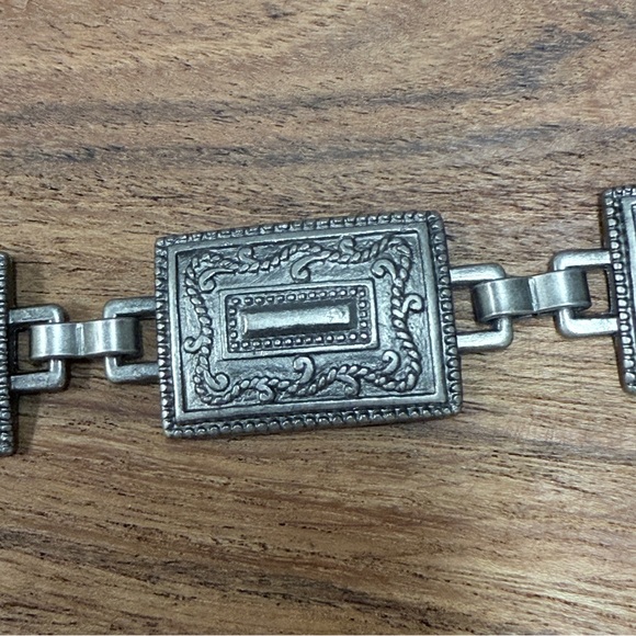 Vintage ⭐️ CONCHO Style Westeren Silver Geometric‎ Chain Belt  37 1/2 ' Long - Picture 5 of 8
